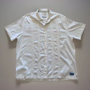 Scotch & Soda Shirt Linen Blend Sz XXL Short Sleeve Woven Off White Vacation